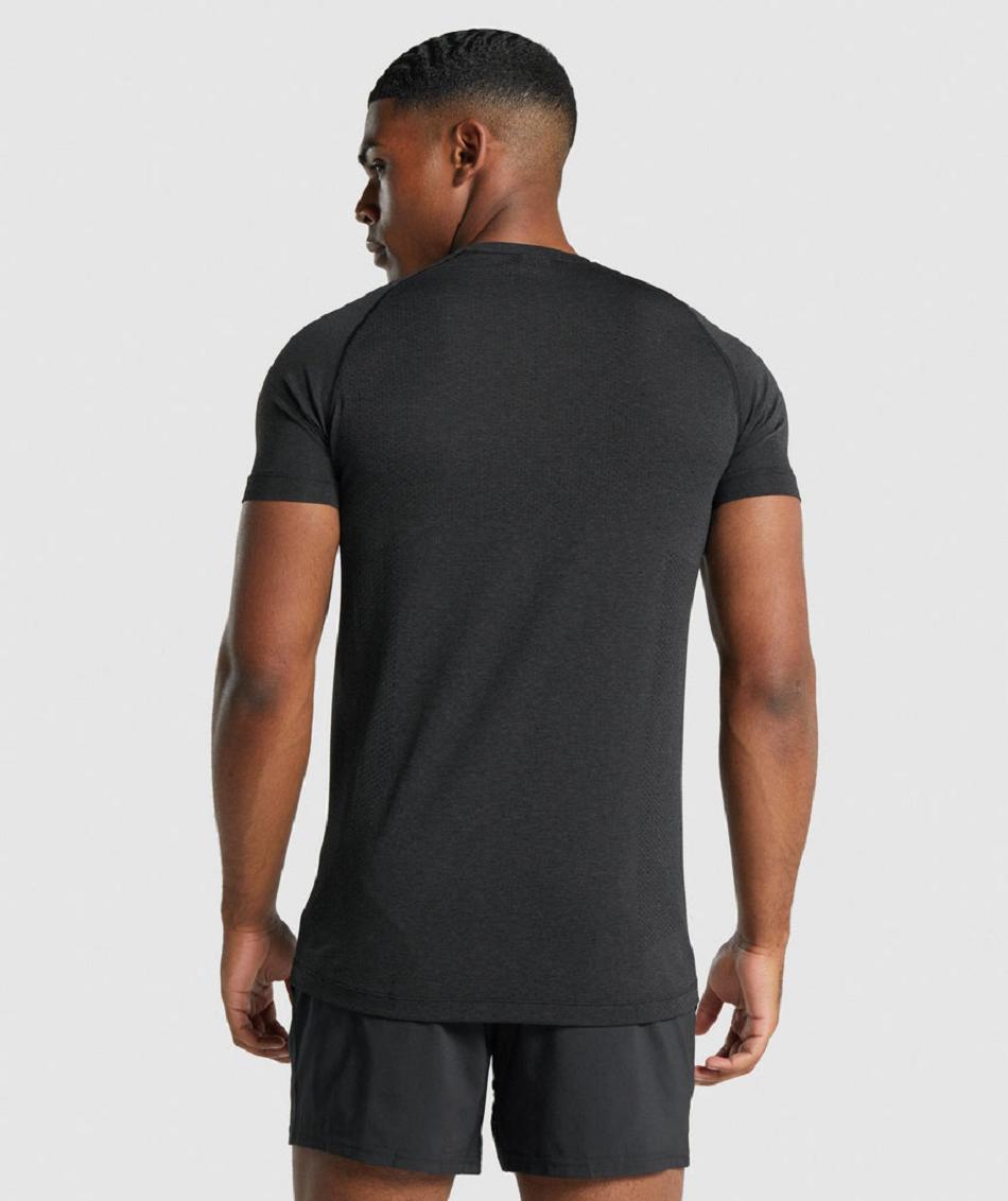 T Shirts Męskie Gymshark Vital Light Seamless Czarne | PL 3828LIS